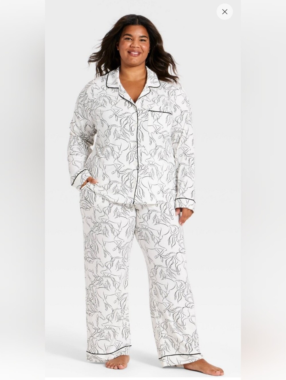 NWT Auden Cloud Knit White Horse Pajamas- Large